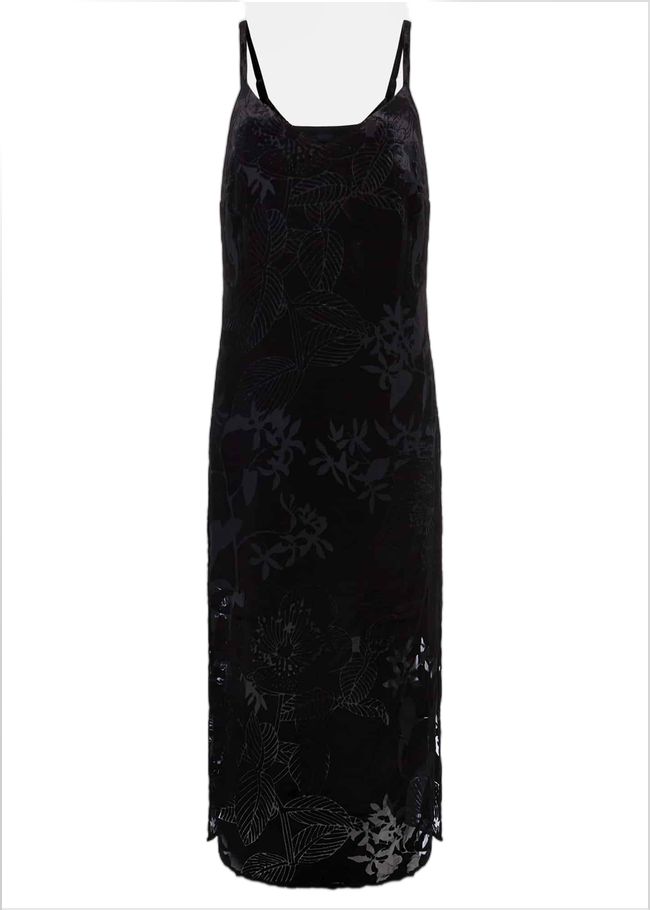  Fayette Textured Velvet Slip Dress Black 221250050