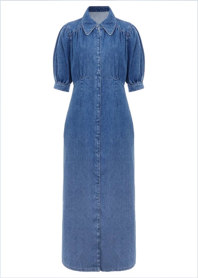  Cosette Denim Midaxi Dress Blue 221252408