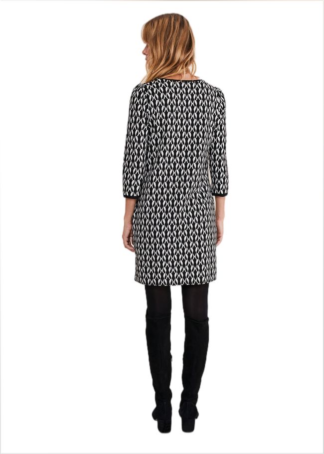  Katrine Geo Jacquard Dress Black/Ivory 221254230