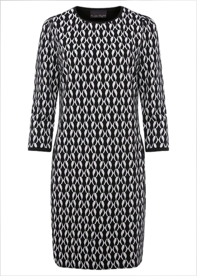  Katrine Geo Jacquard Dress Black/Ivory 221254230