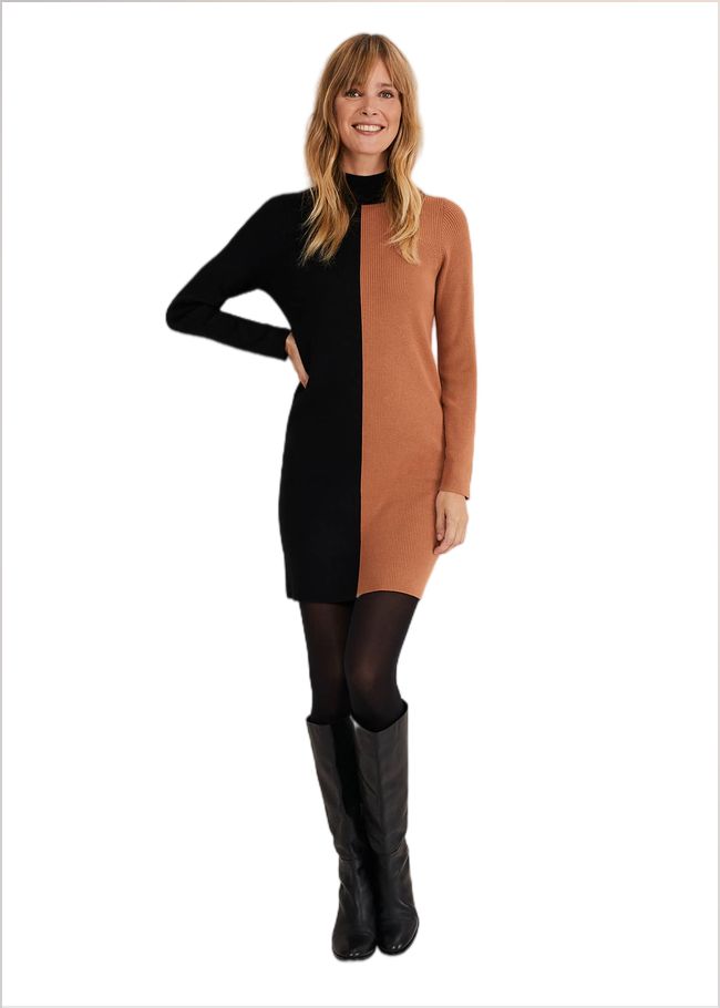  Eris Ribbed Colour Block Knit Tunic Amber/Black 221258512