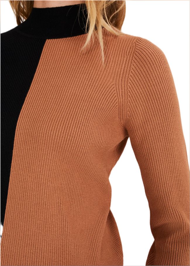  Eris Ribbed Colour Block Knit Tunic Amber/Black 221258512