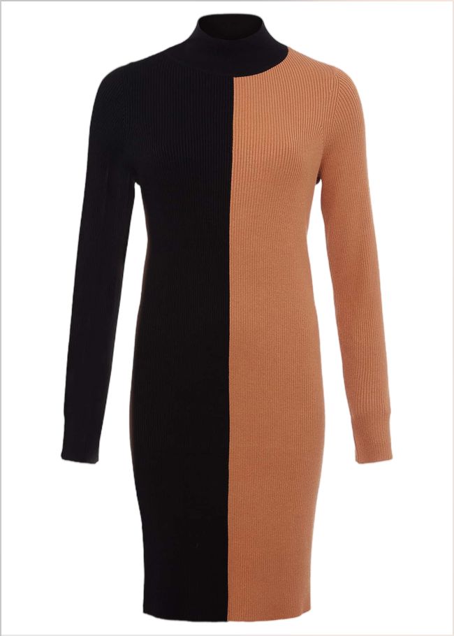  Eris Ribbed Colour Block Knit Tunic Amber/Black 221258512