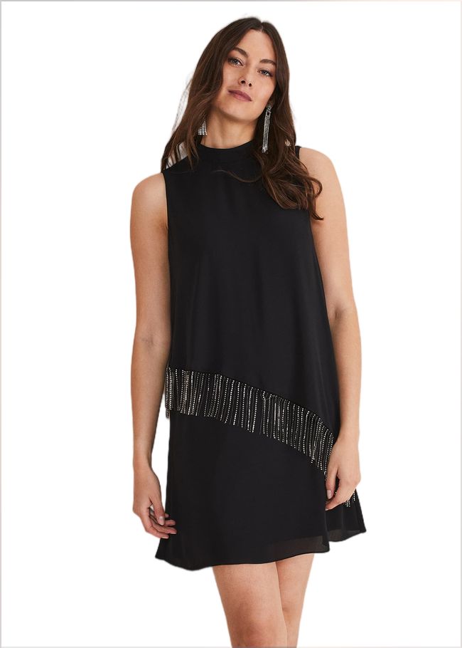  Clarice Diamonte Shift Dress Black 221260050