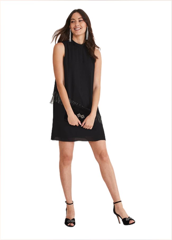  Clarice Diamonte Shift Dress Black 221260050