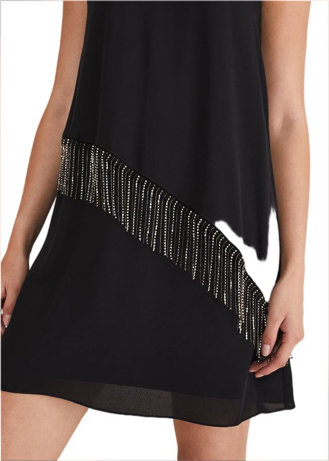  Clarice Diamonte Shift Dress Black 221260050