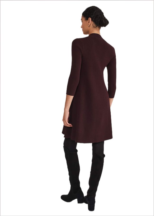  Evelyn Rib Swing Knit Tunic Burgundy 221268258