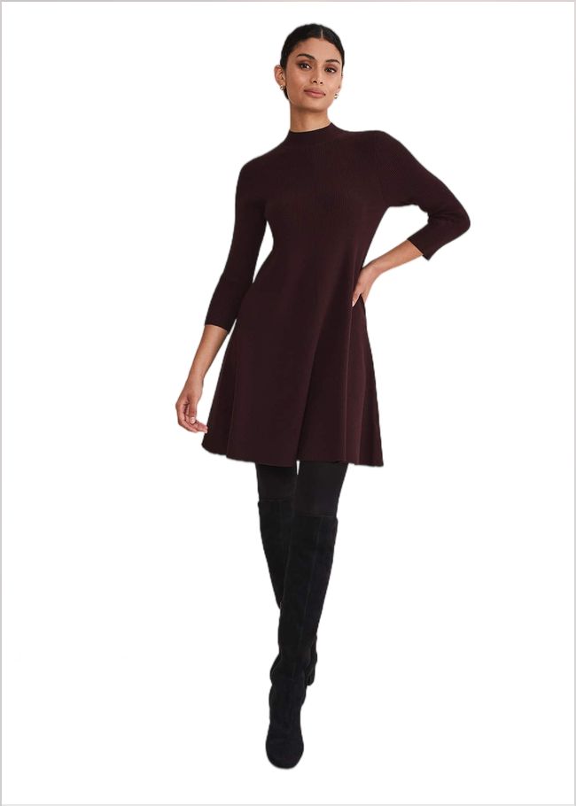  Evelyn Rib Swing Knit Tunic Burgundy 221268258