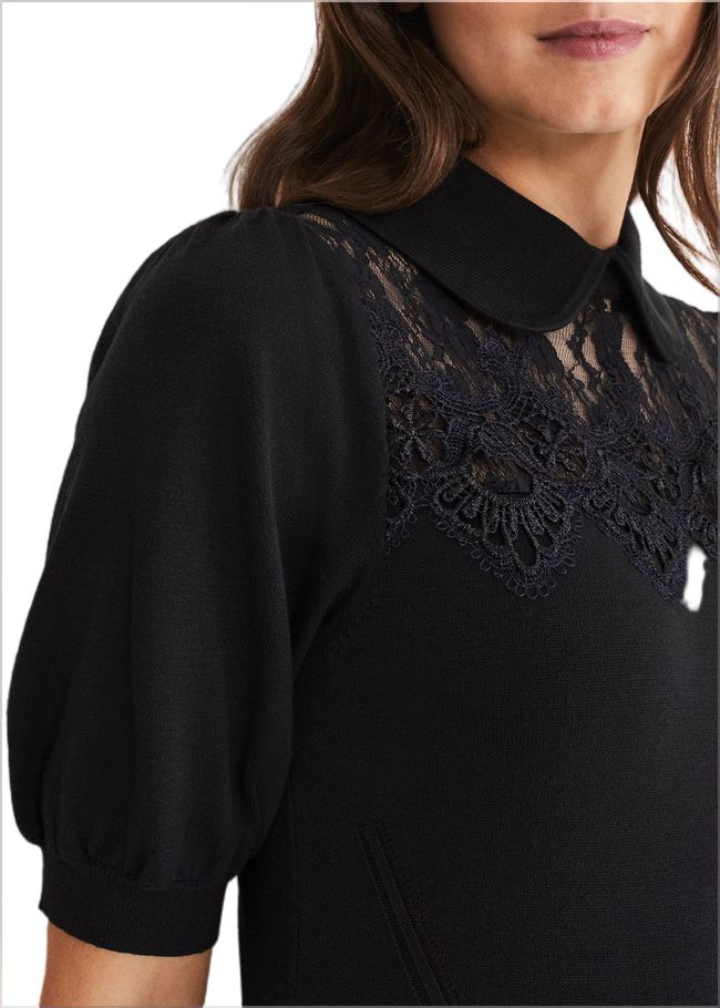  Renata Lace Yoke Dress Black 221269050