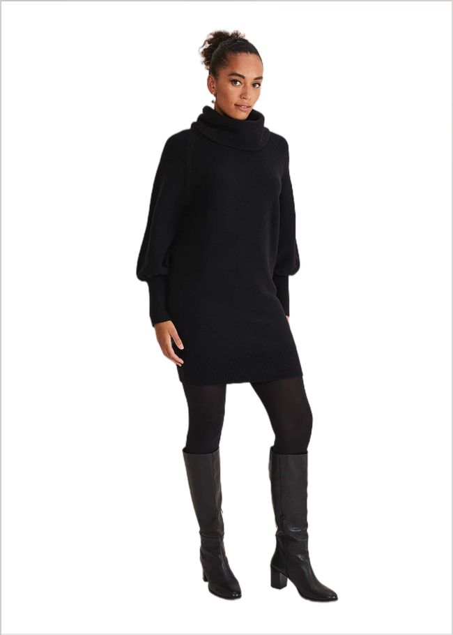  Dahlie Cowl Neck Dress Black 221270050