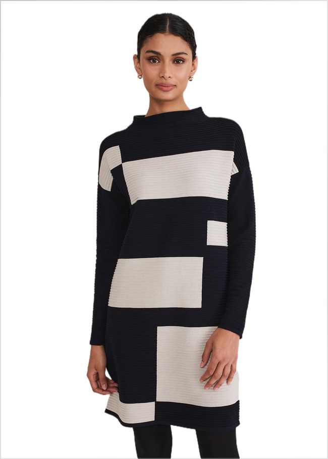  Azera Colour Block Knit Dress Midnight/Stone 221273470