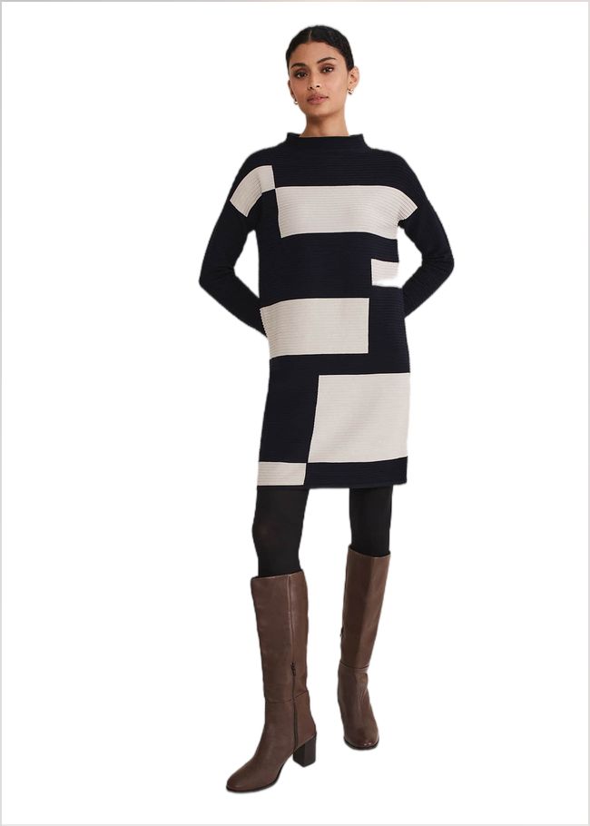  Azera Colour Block Knit Dress Midnight/Stone 221273470