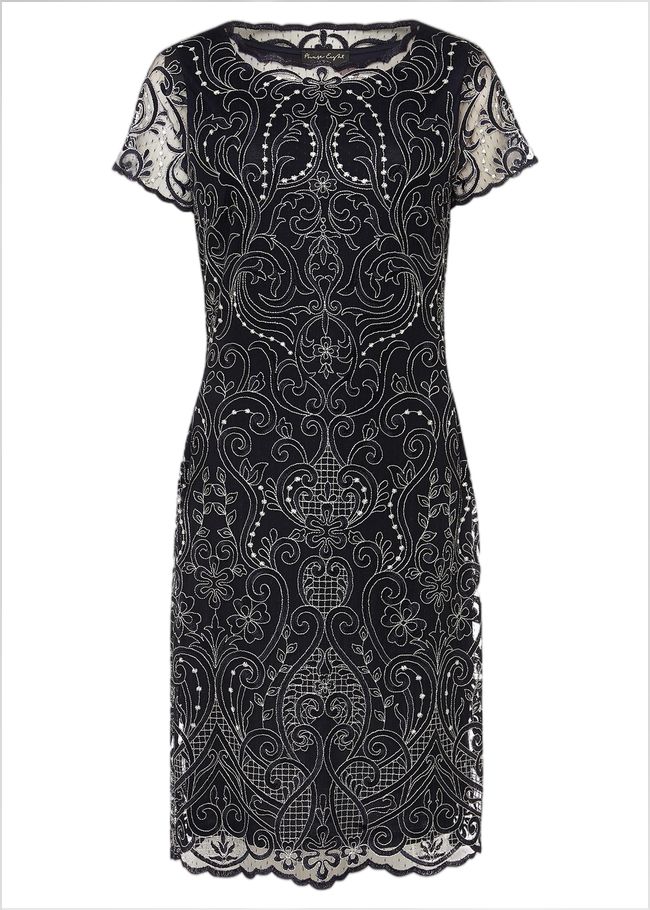  Esme Embroidered Dress Navy/Ivory 221278287