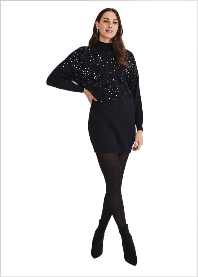  Helena Gold Stud Knit Dress Midnight 221279355