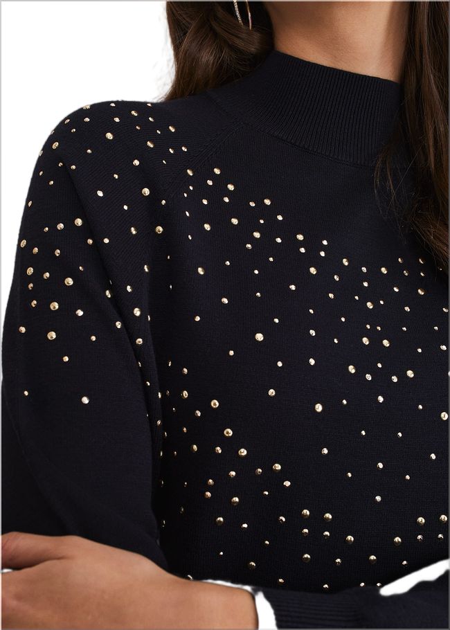  Helena Gold Stud Knit Dress Midnight 221279355