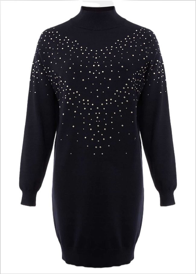  Helena Gold Stud Knit Dress Midnight 221279355