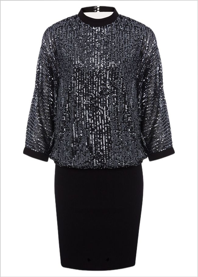  Becca Batwing Sequin Dress Black/Gunmetal 221285497