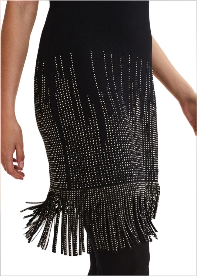  Florie Fringe Knitted Dress Black 221289050