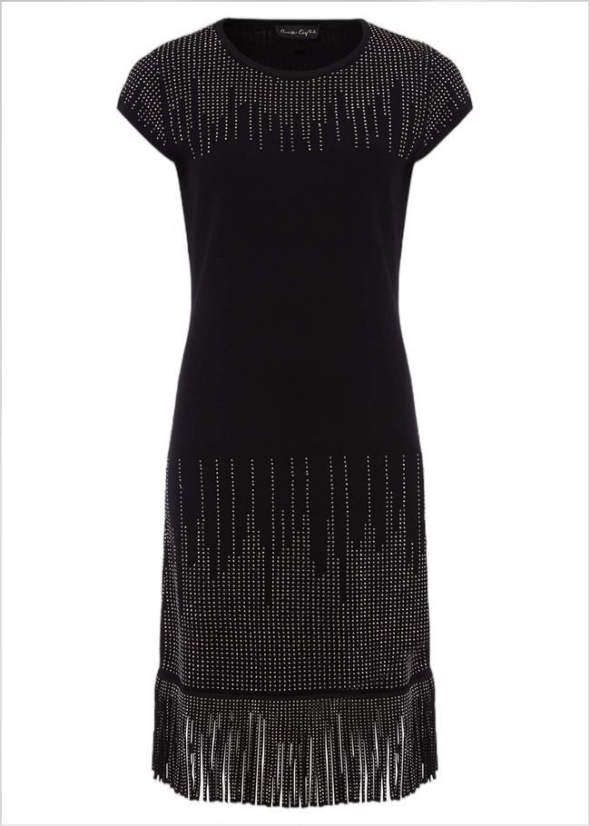  Florie Fringe Knitted Dress Black 221289050