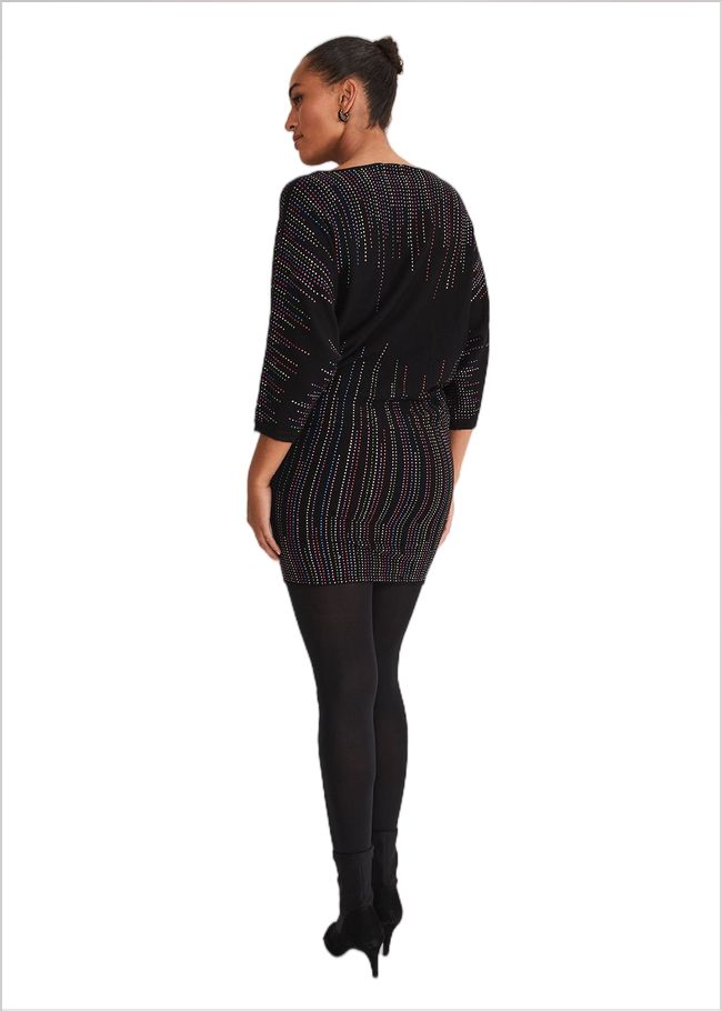  Becca Batwing Knitted Dress Black/Multi 221291492