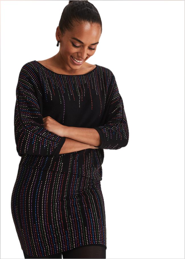  Becca Batwing Knitted Dress Black/Multi 221291492