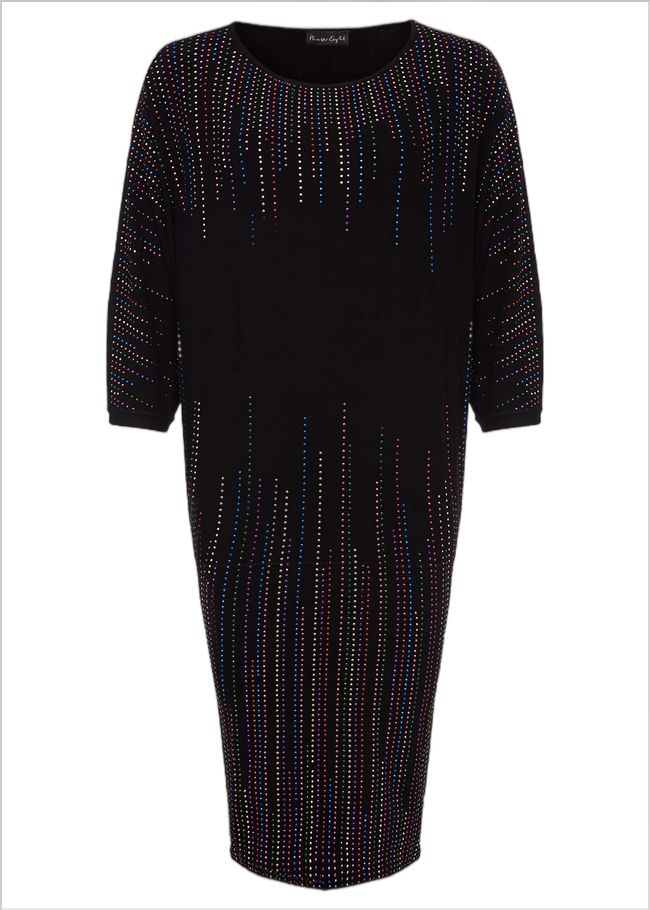  Becca Batwing Knitted Dress Black/Multi 221291492