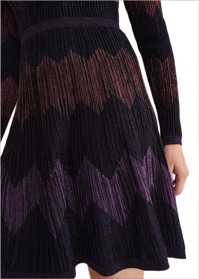  Enola Chevron Lurex Knitted Dress Purple 221295600