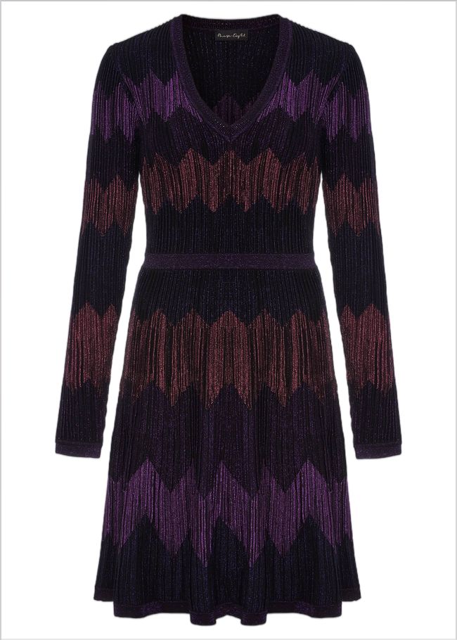  Enola Chevron Lurex Knitted Dress Purple 221295600