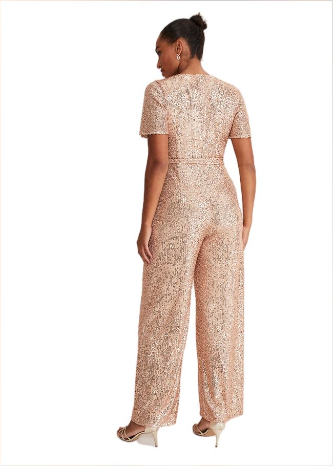  Alessandra Sequin Jumpsuit Rose Gold 221303413