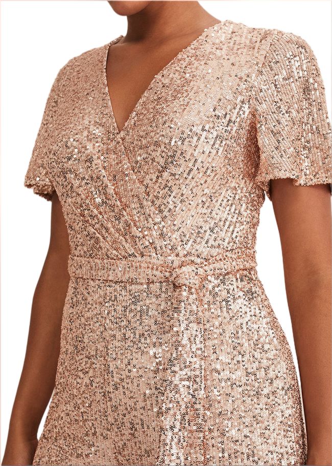  Alessandra Sequin Jumpsuit Rose Gold 221303413