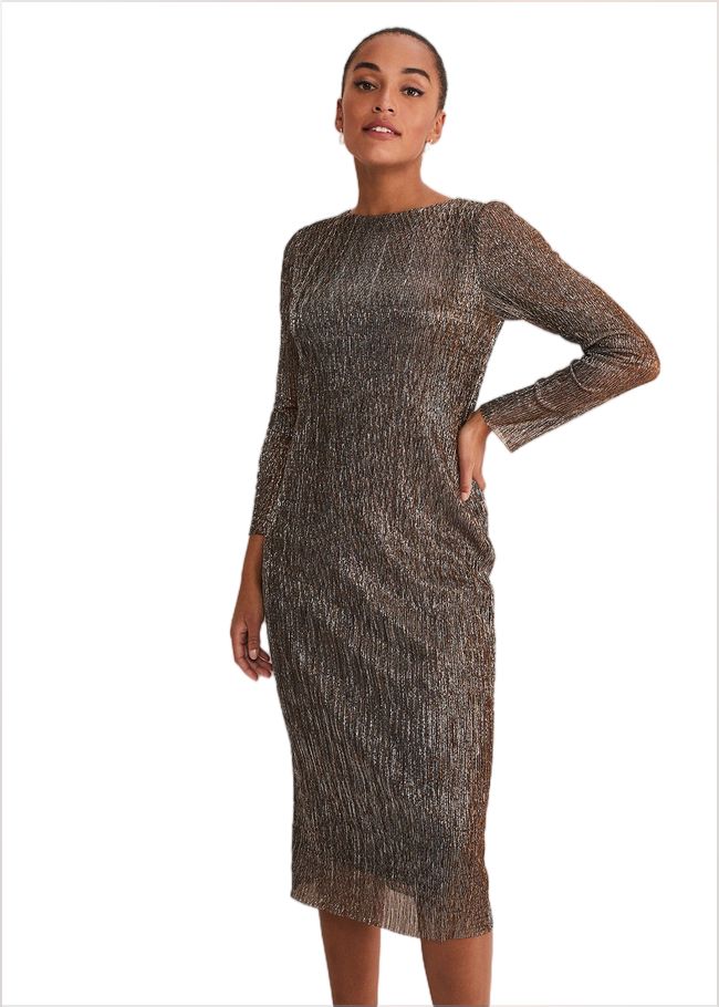  Alix Plisse Dress Bronze 221304070