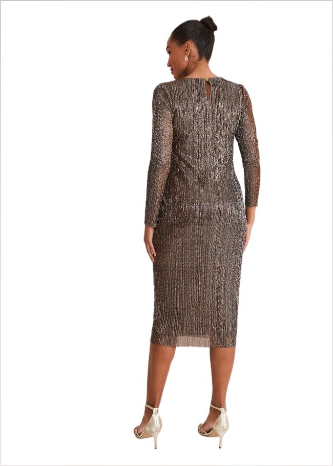  Alix Plisse Dress Bronze 221304070