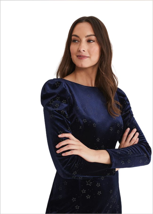  Daria Velvet Star Dress Midnight/Pewter 221306841