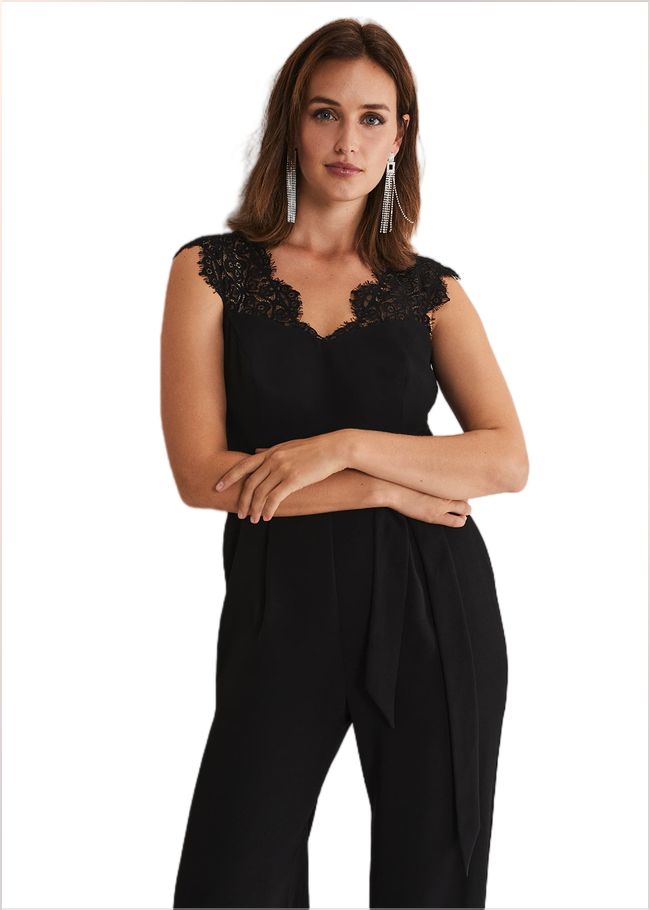  Lia Sleeveless Lace Detail Jumpsuit Black 221311050