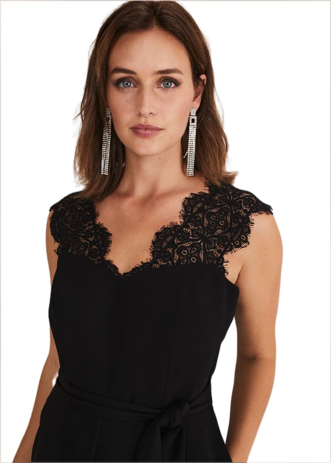  Lia Sleeveless Lace Detail Jumpsuit Black 221311050