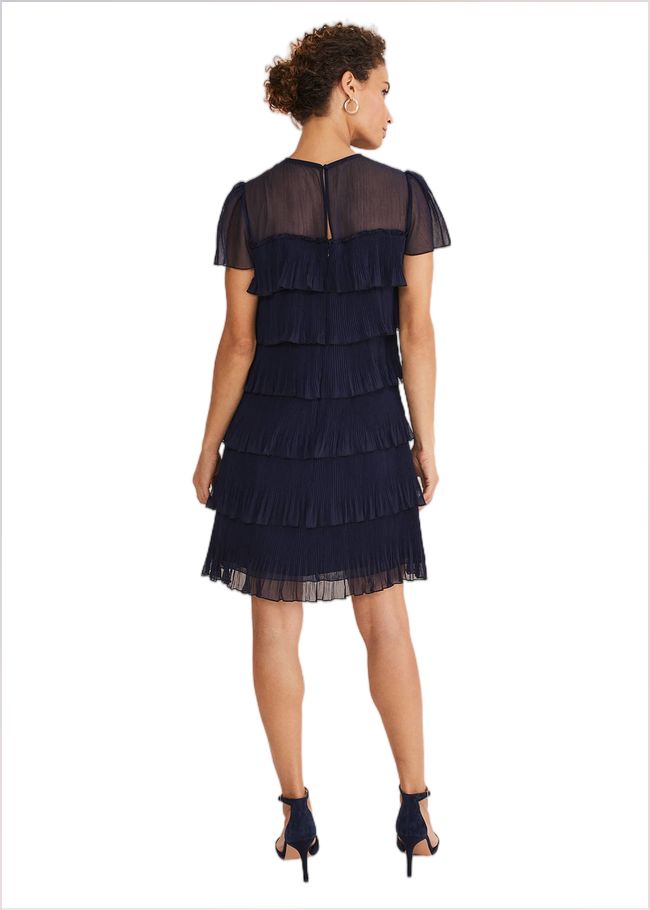  Mimi Pleated Mini Dress Navy 221319351