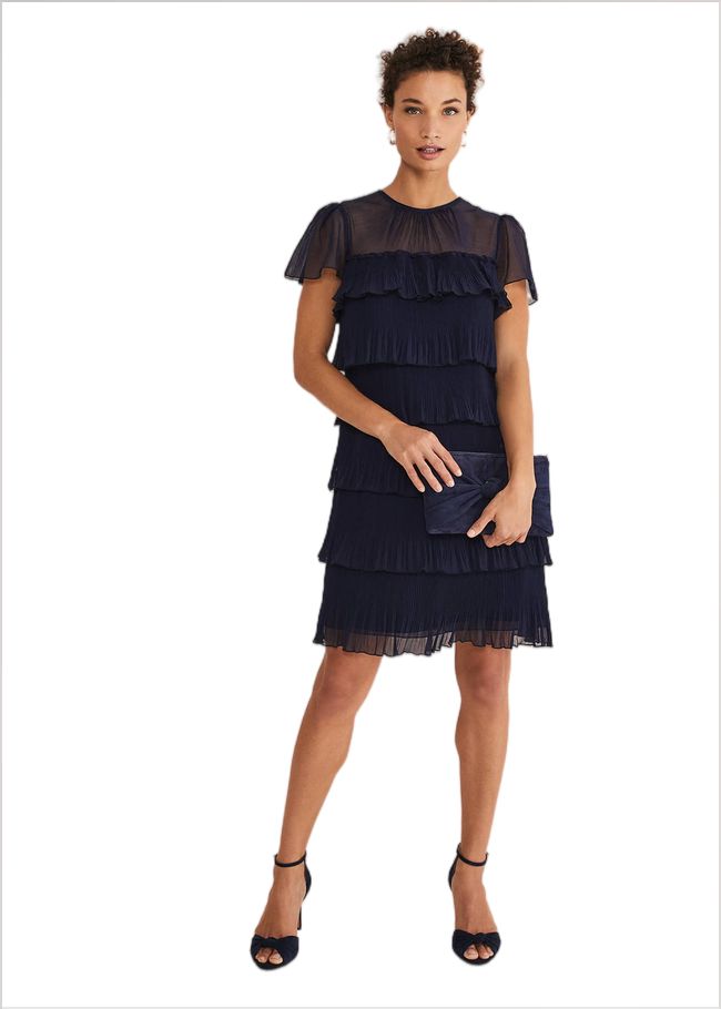  Mimi Pleated Mini Dress Navy 221319351