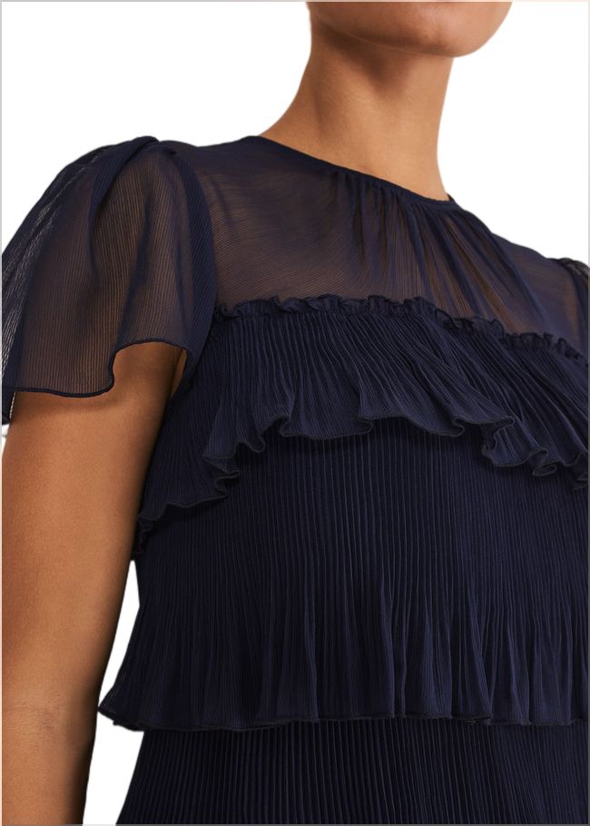  Mimi Pleated Mini Dress Navy 221319351