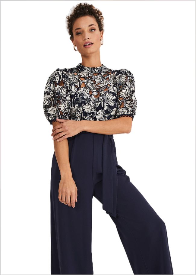  Caitlyn Lace Jumpsuit Navy/Ivory 221323287