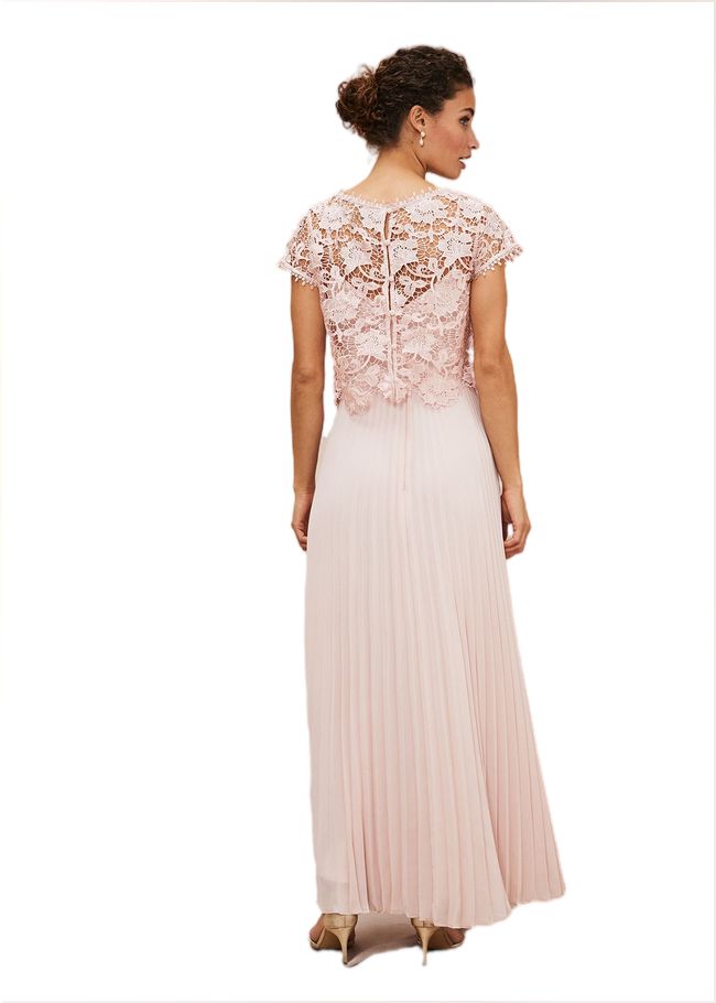  Michelle Lace Pleat Maxi Dress Antique Rose 221324840