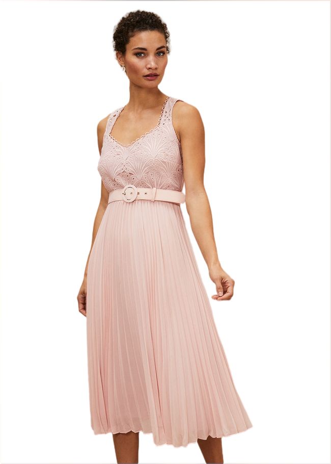  Kassidy Lace Bodice Pleat Dress Petal Pink 221325529