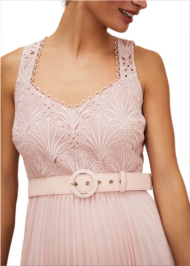  Kassidy Lace Bodice Pleat Dress Petal Pink 221325529