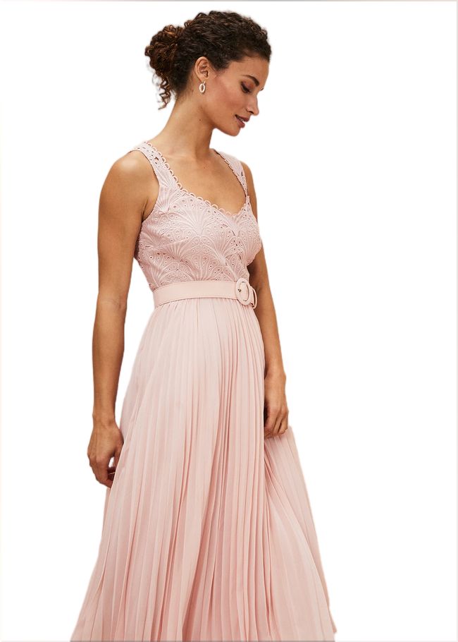  Kassidy Lace Bodice Pleat Dress Petal Pink 221325529