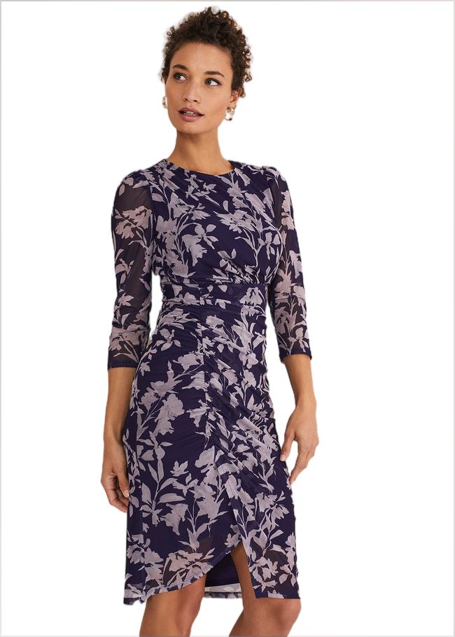  Vera Floral Midi Dress Latte/Navy 221332783