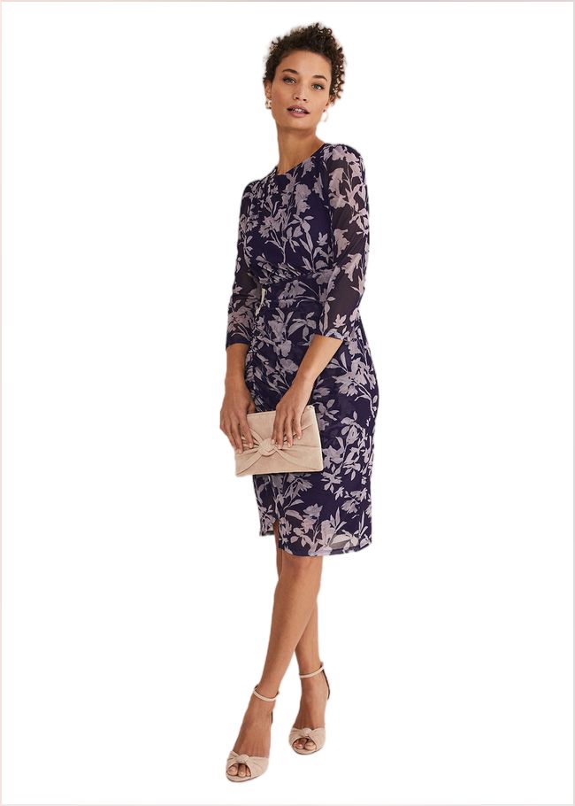  Vera Floral Midi Dress Latte/Navy 221332783