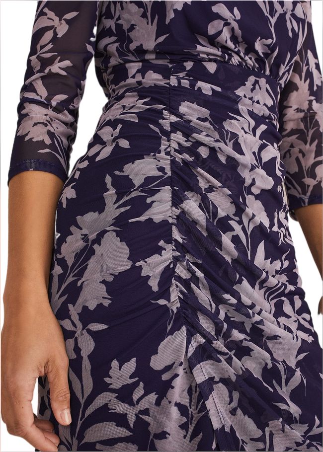  Vera Floral Midi Dress Latte/Navy 221332783