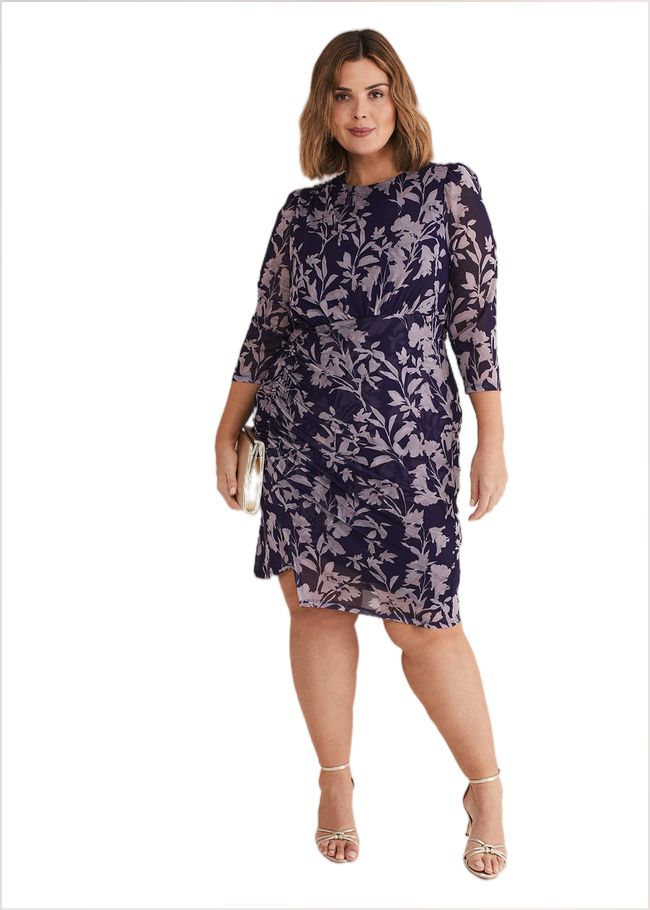  Vera Floral Midi Dress Latte/Navy 221332783