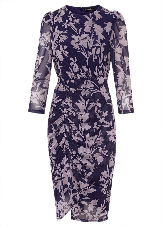  Vera Floral Midi Dress Latte/Navy 221332783