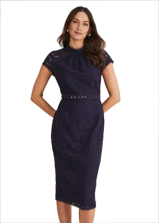  Aurora Lace Dress Navy 221334351