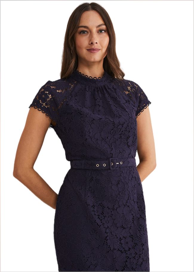  Aurora Lace Dress Navy 221334351